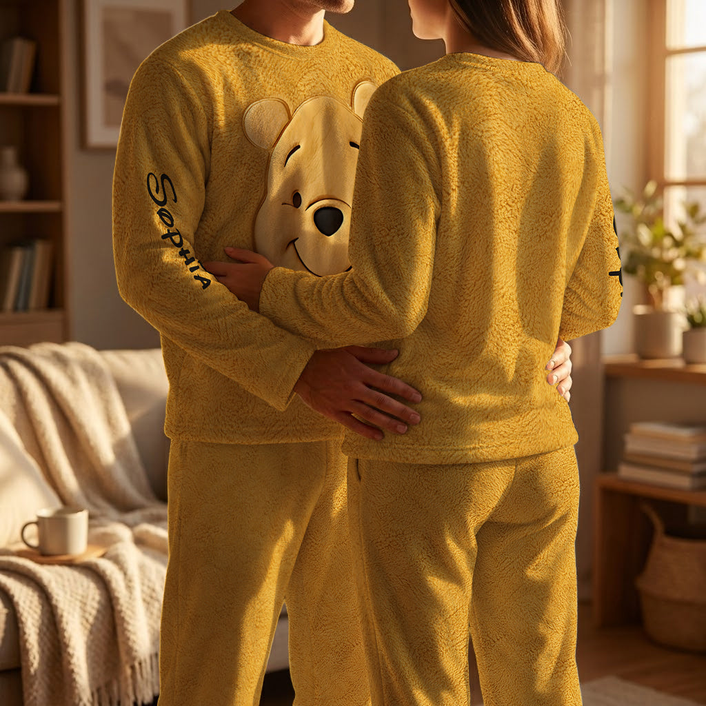 Cute Bear - Personalized Yellow Bear Fleece Lounge Set