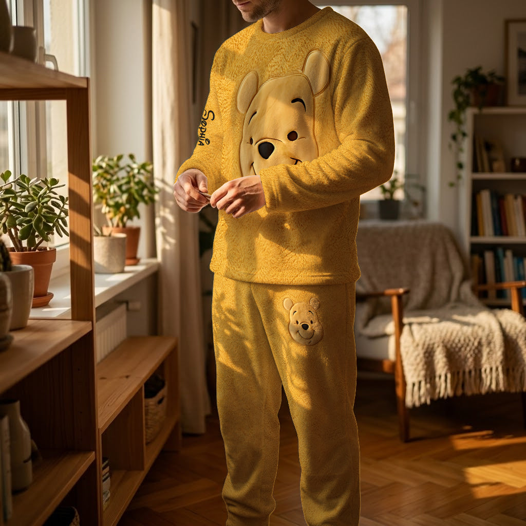 Cute Bear - Personalized Yellow Bear Fleece Lounge Set