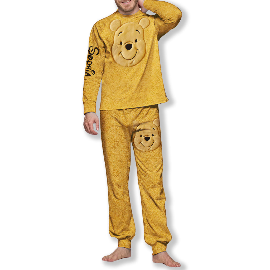 Cute Bear - Personalized Yellow Bear Fleece Lounge Set