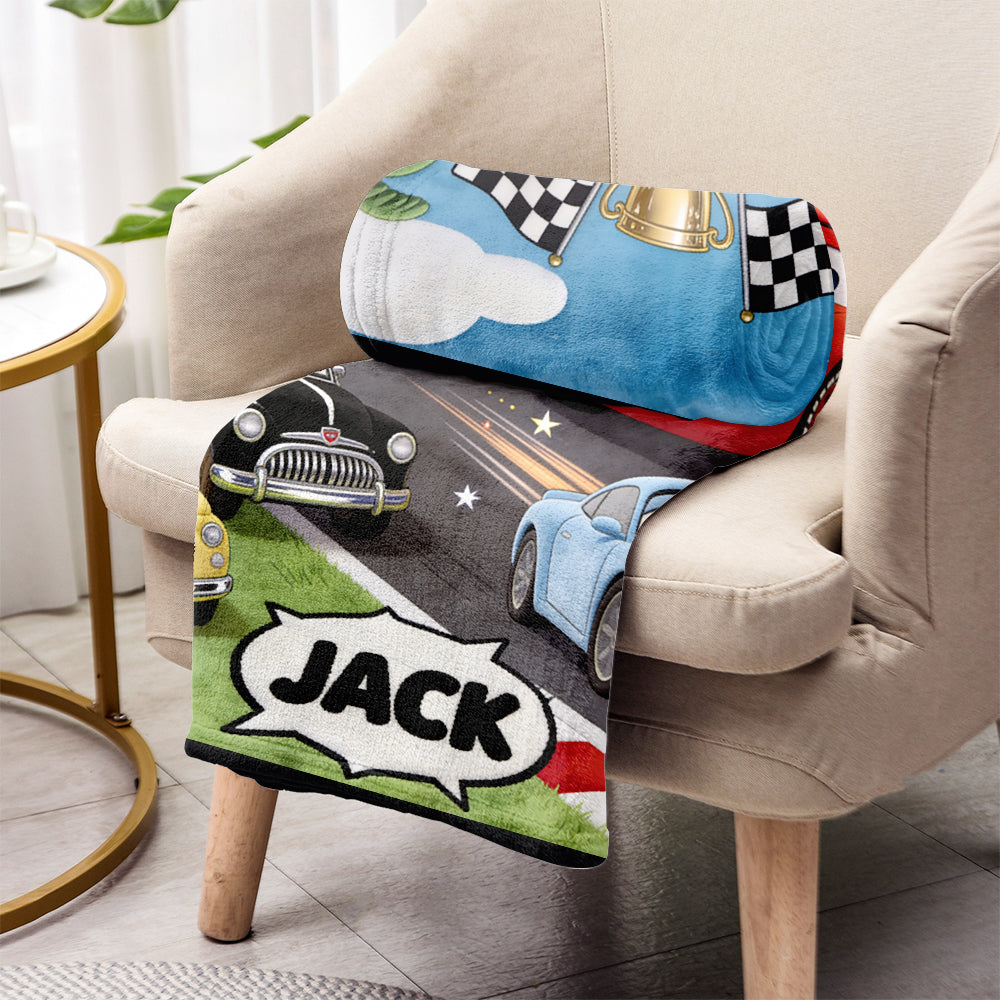Kid Loves Cars - Personalized Racing Lover Blanket