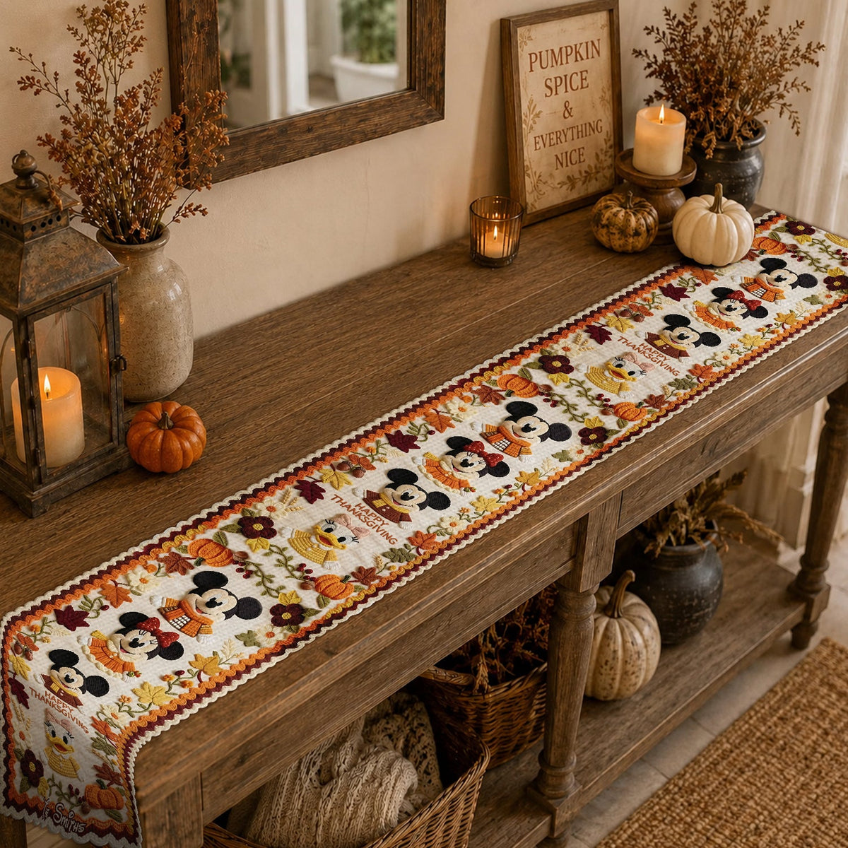 Happy Thanksgiving - Personalized Mouse Custom Shape Table Runner