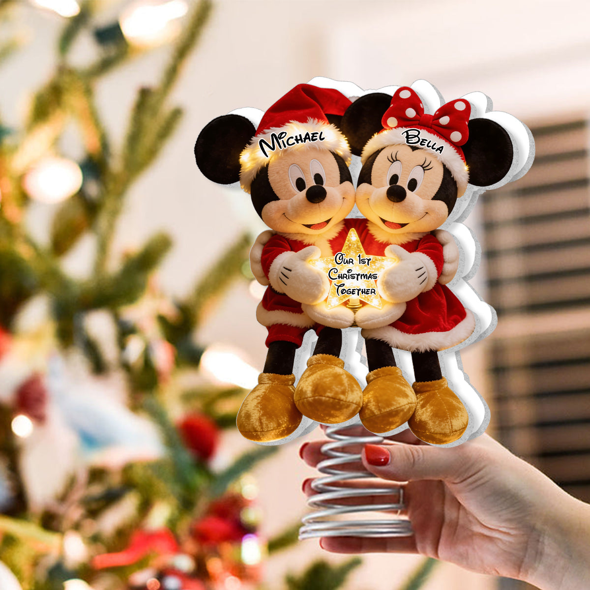 Our 1st Christmas Together - Personalized Mouse LED Light Tree Topper