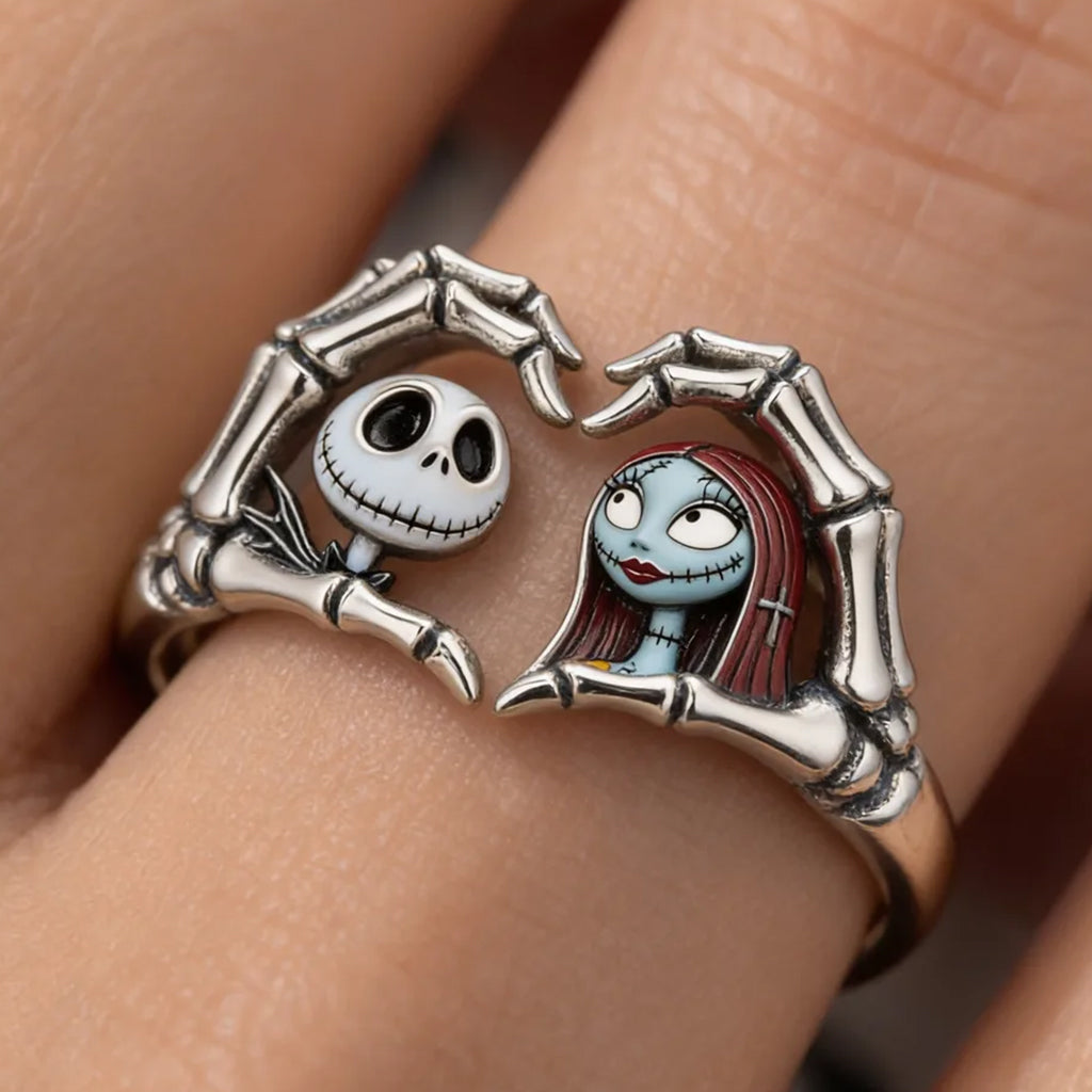Skeleton Heart Hands - Personalized Nightmare Adjustable Shaped Ring