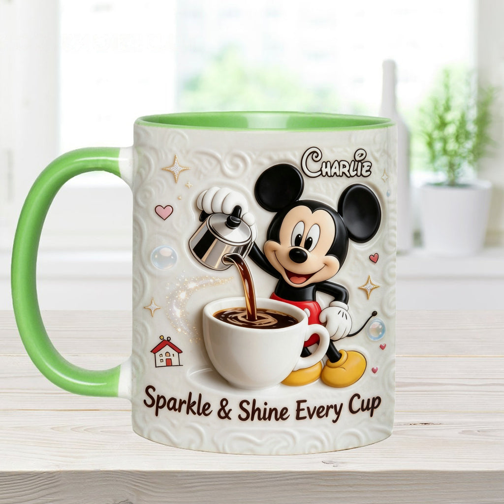 Sparkle & Shine Every Cup - Personalized Mouse Accent Mug & Coaster