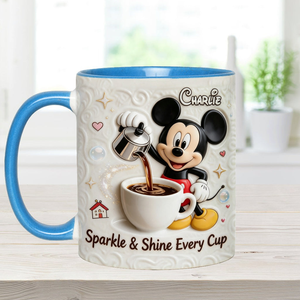Sparkle & Shine Every Cup - Personalized Mouse Accent Mug & Coaster