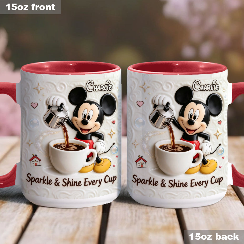 Sparkle & Shine Every Cup - Personalized Mouse Accent Mug & Coaster