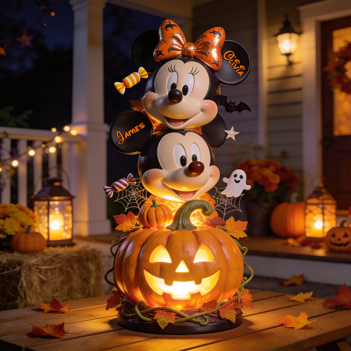 Happy Halloween Couple Gift - Personalized Mouse Acrylic LED Night Light