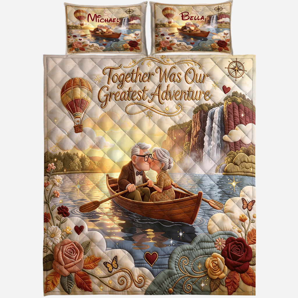 Together Was Our Greatest Adventures - Personalized Up Movie Couple Quilt Set