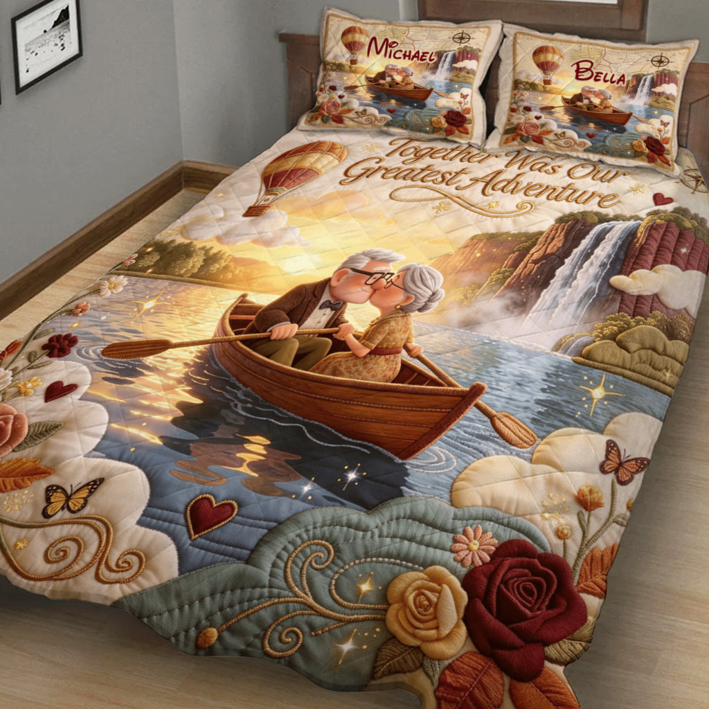 Together Was Our Greatest Adventures - Personalized Up Movie Couple Quilt Set