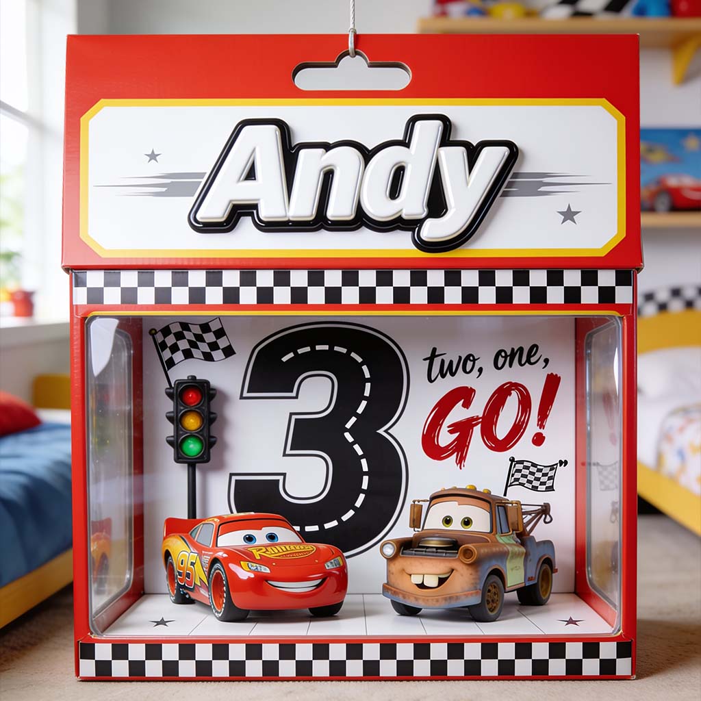 Kid's Birthday Gift, Custom Age Number - Personalized Racing Lover Acrylic Display Box