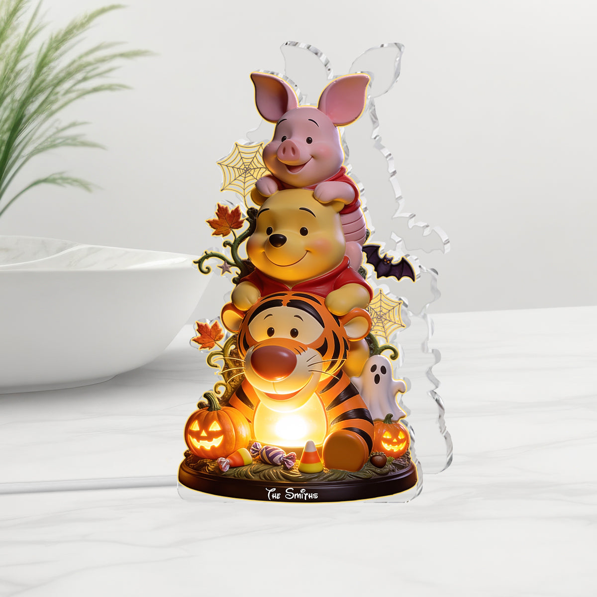 Happy Halloween - Personalized Yellow Bear Acrylic LED Night Light