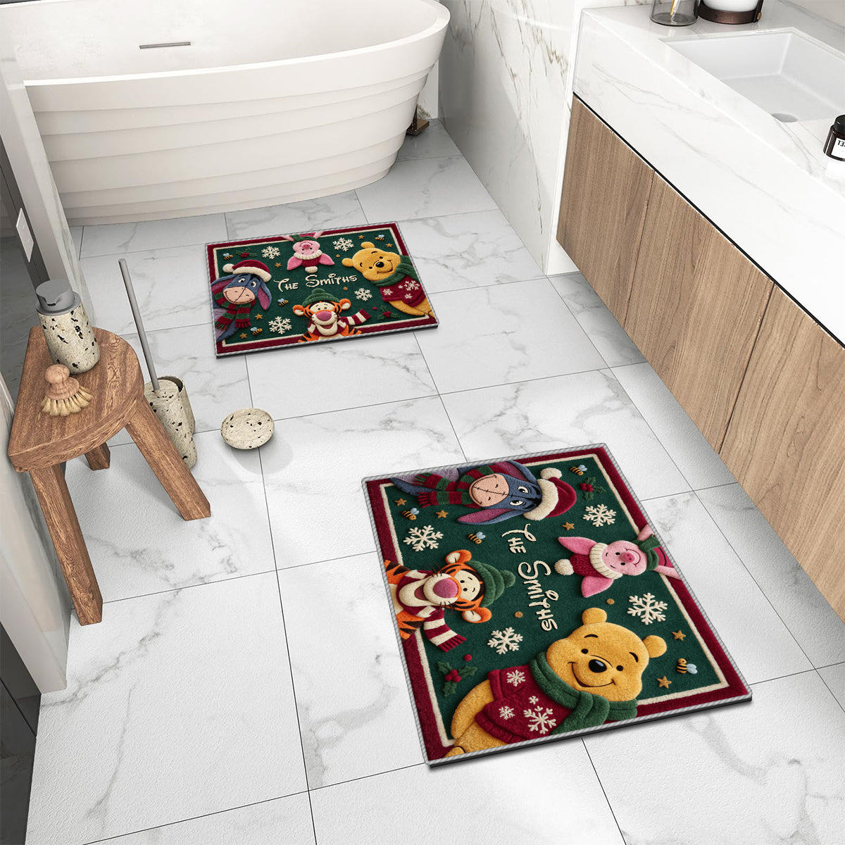 Oh! What Fun Christmas Gift - Personalized Yellow Bear Non-Slip Tufted Rug