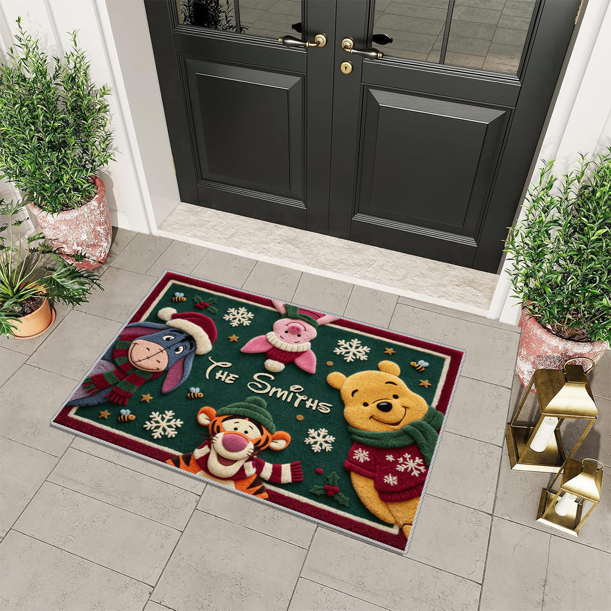 Oh! What Fun Christmas Gift - Personalized Yellow Bear Non-Slip Tufted Rug