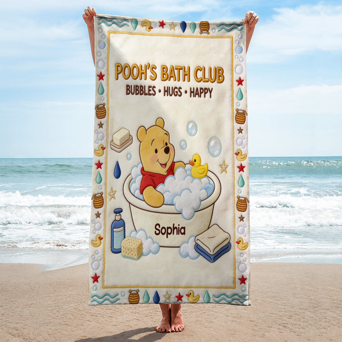 Bath Club - Personalized Yellow Bear Quick-dry Beach Towel/ Bath Towel