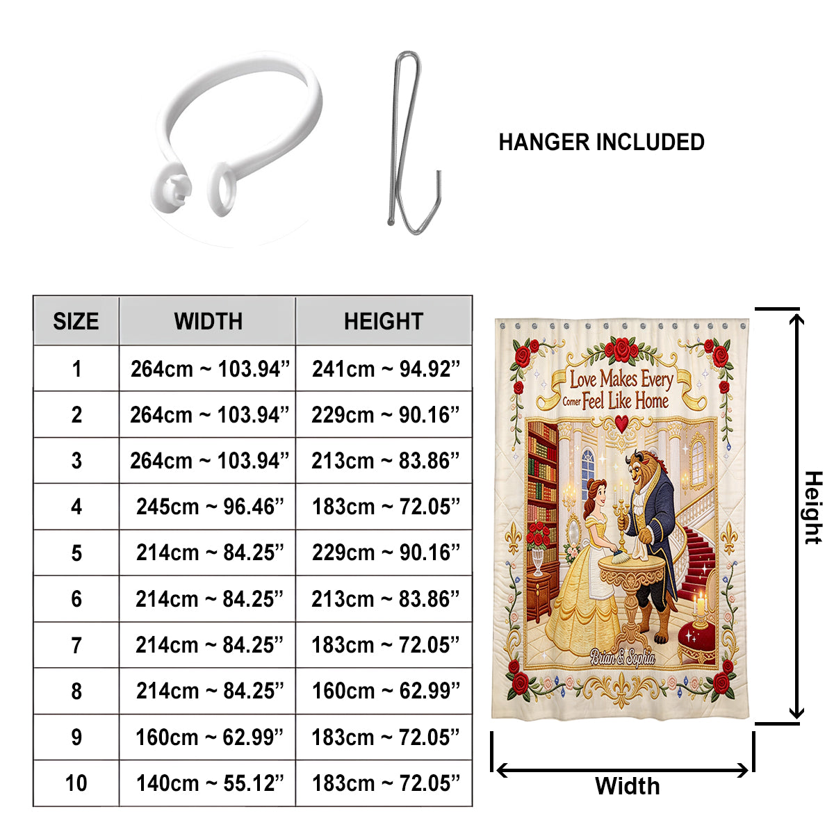 Love Makes Every Corner Feel Like Home - Personalized Beauty And The Beast Blackout Window Curtain/ Drapes Set