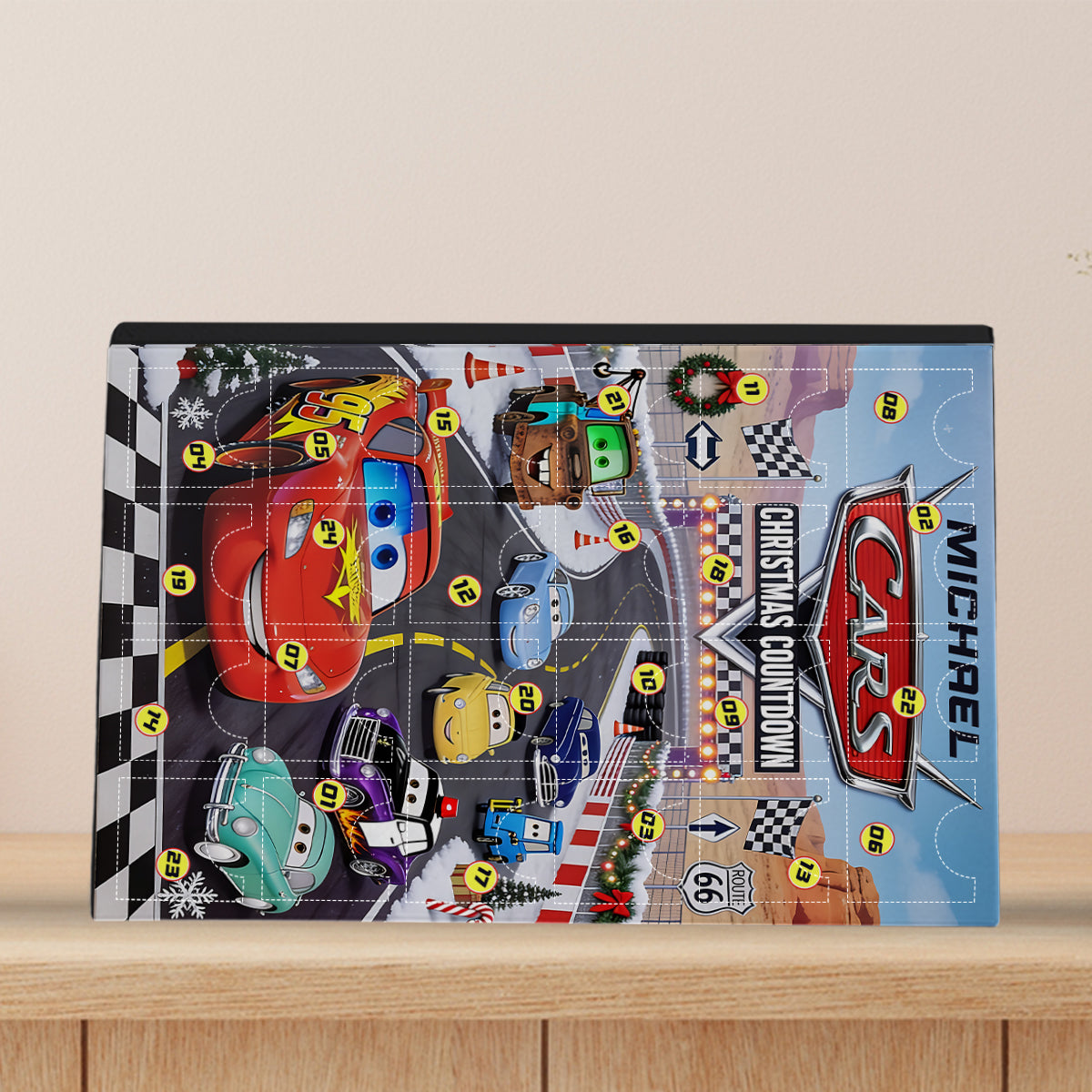 Cars Toon Characters - Personalized Racing Lover Advent Calendar With Ornaments