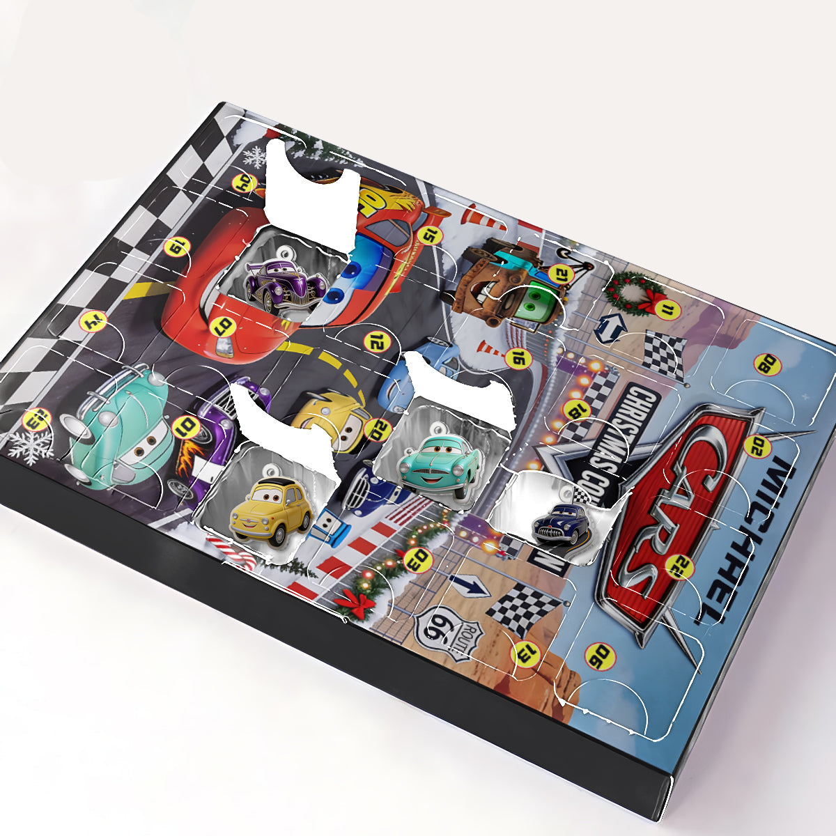Cars Toon Characters - Personalized Racing Lover Advent Calendar With Ornaments