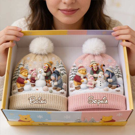 Snow Much Fun Together - Personalized Yellow Bear Beanie Hat