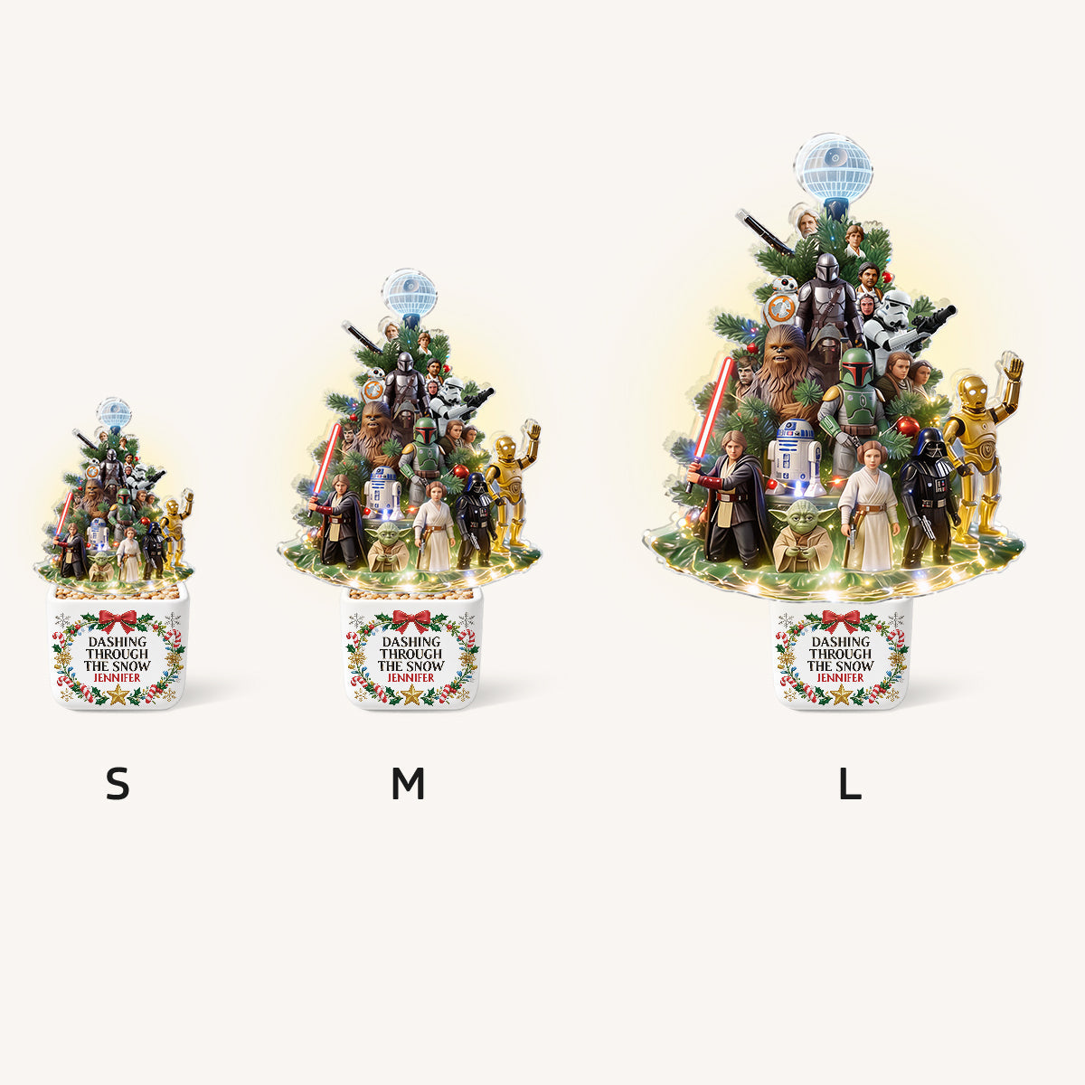 Dashing Through The Snow - Personalized The Force LED Light Ceramic Pot