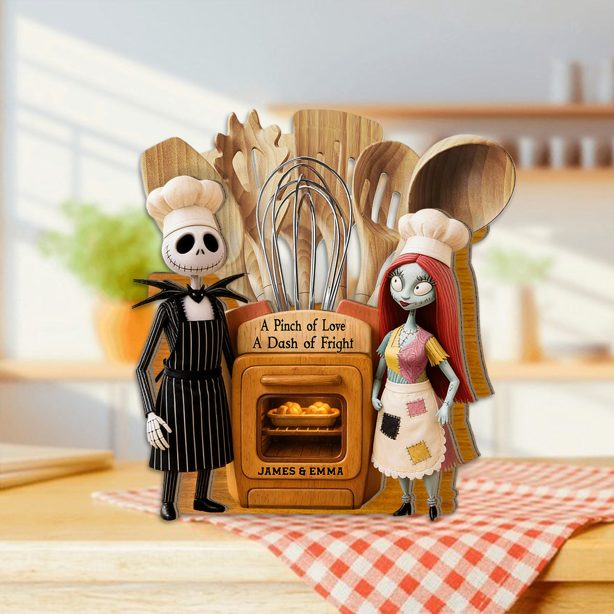 Nighmare Couple - Personalized Nightmare Wooden Desk Organizer