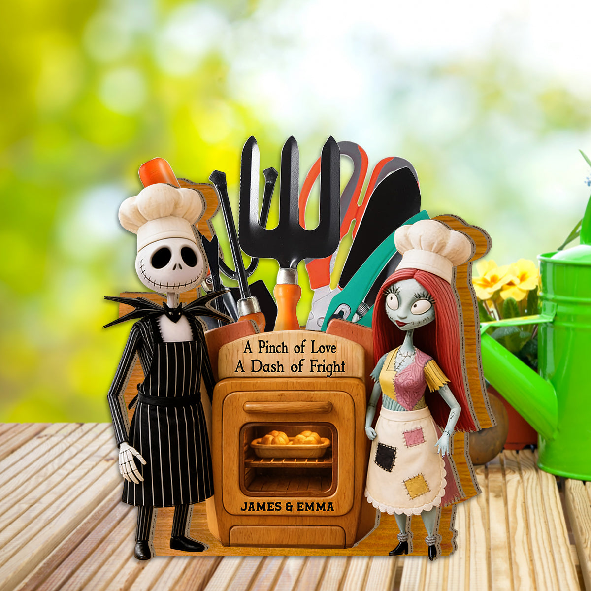 Nighmare Couple - Personalized Nightmare Wooden Desk Organizer