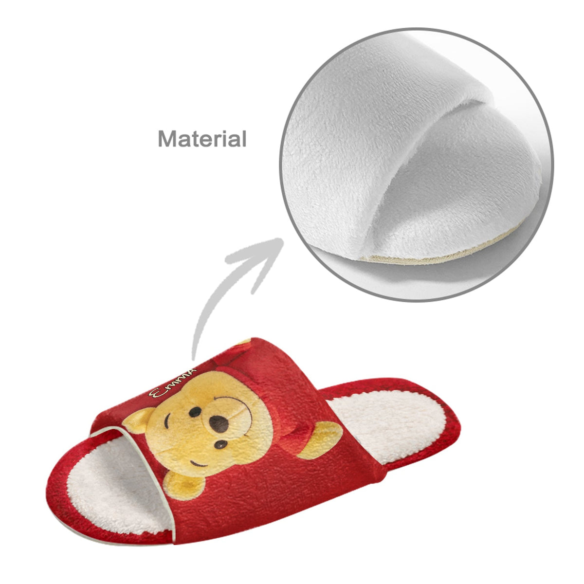 Cute Yellow Bear - Personalized Yellow Bear Open-Toe Slippers