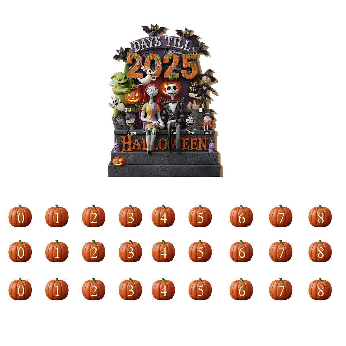 Halloween Countdown - Personalized Nightmare Interchangeable Plaque