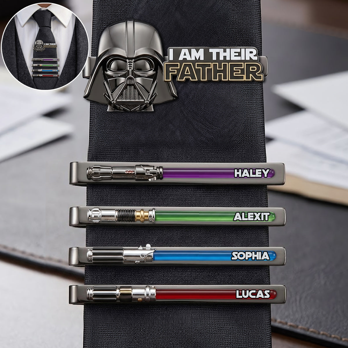 Best Dad Ever - Personalized The Force Tie Clip