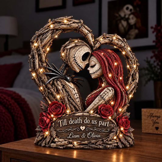 Skeleton Couple Heart - Personalized Nightmare Acrylic LED Night Light