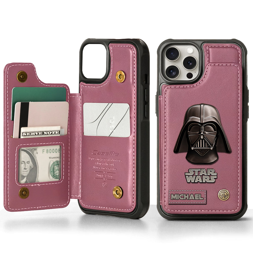 The Black Armored Commander Custom Name - Personalized The Force Wallet Phone Case