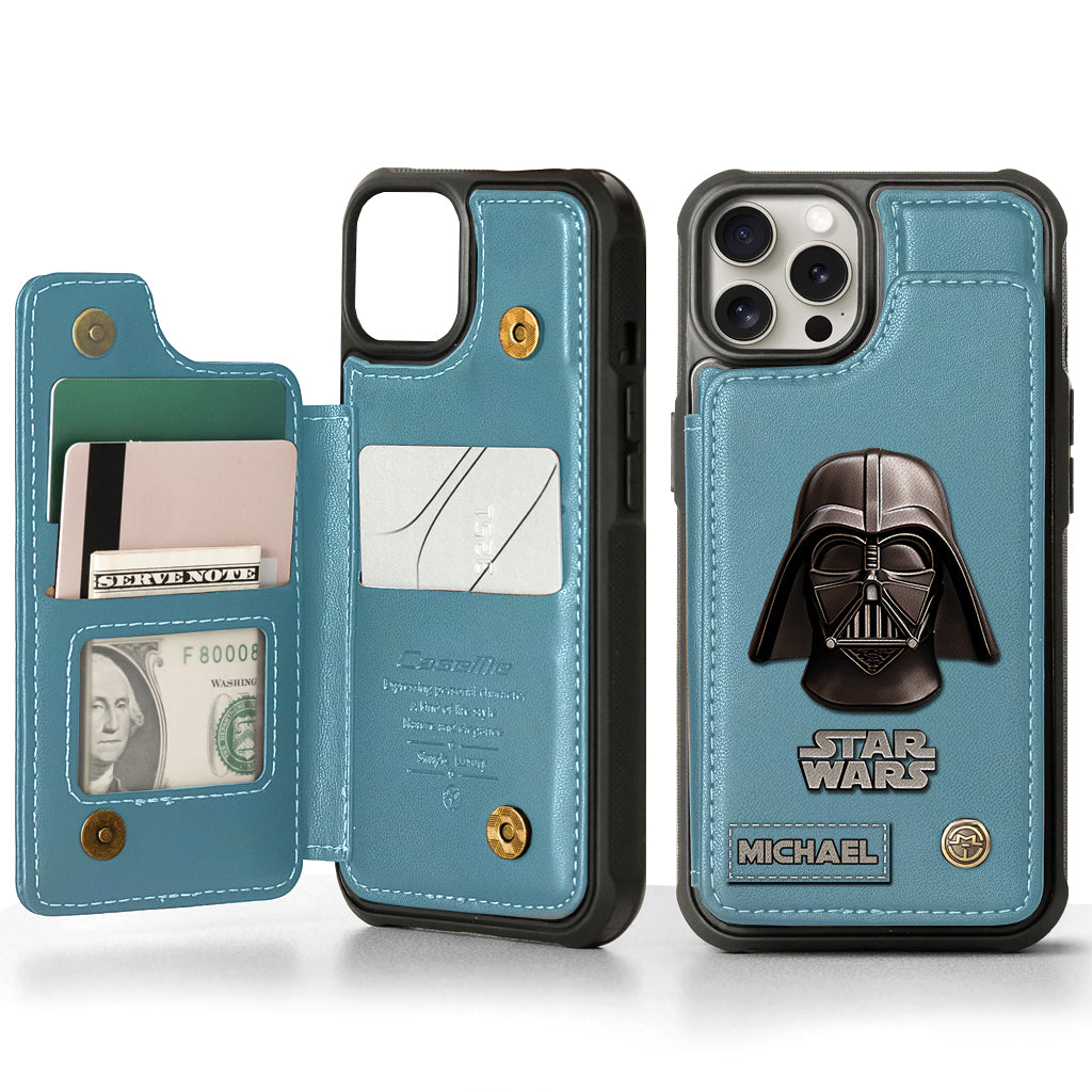 The Black Armored Commander Custom Name - Personalized The Force Wallet Phone Case