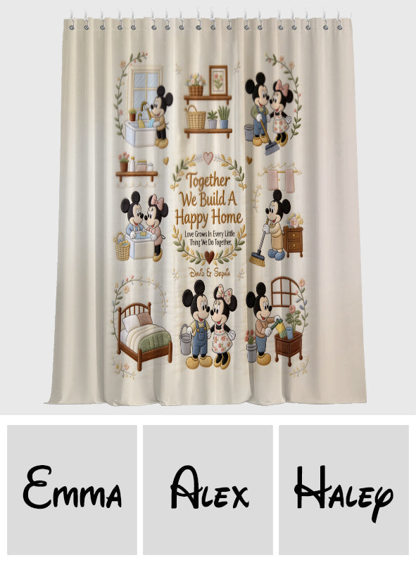Together We Build A Happy Home - Personalized Mouse Blackout Window Curtain/ Drapes Set