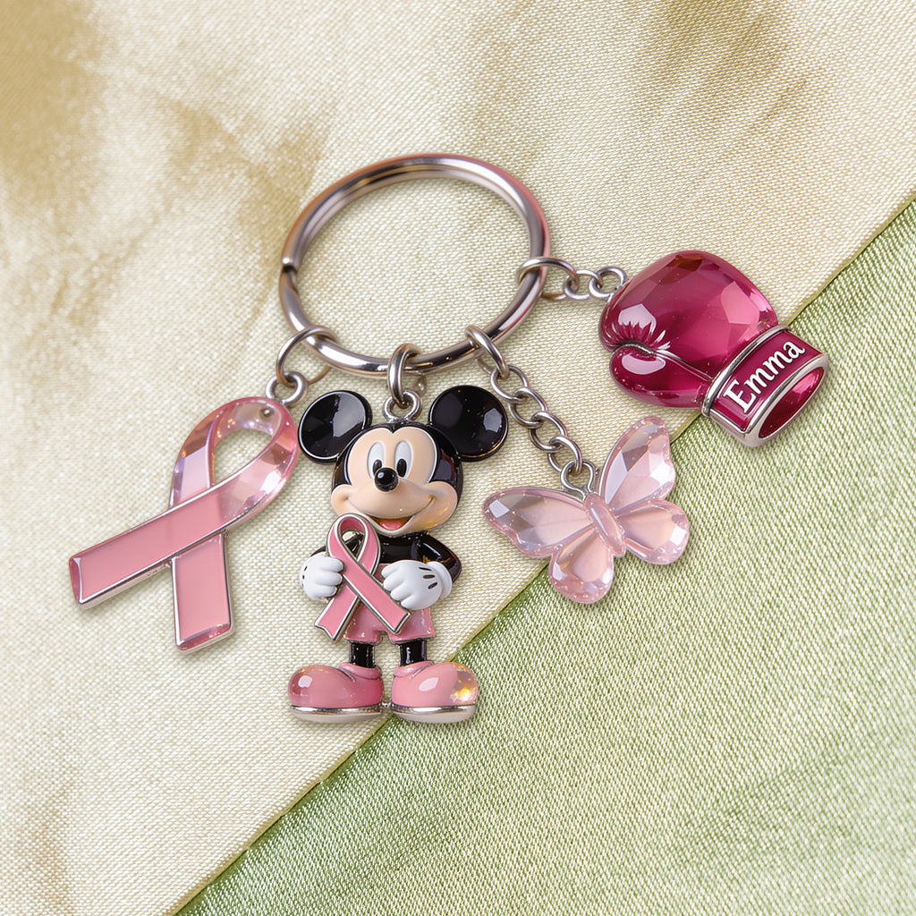 Breast Cancer Awareness - Personalized Breast Cancer Awareness Premium Keychain With Charms