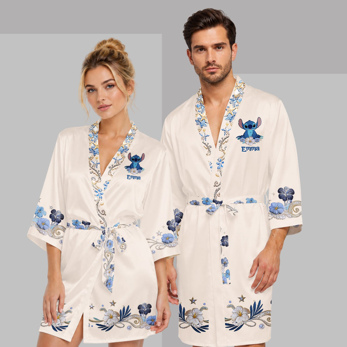 Cute Alien - Personalized Ohana Satin Robe