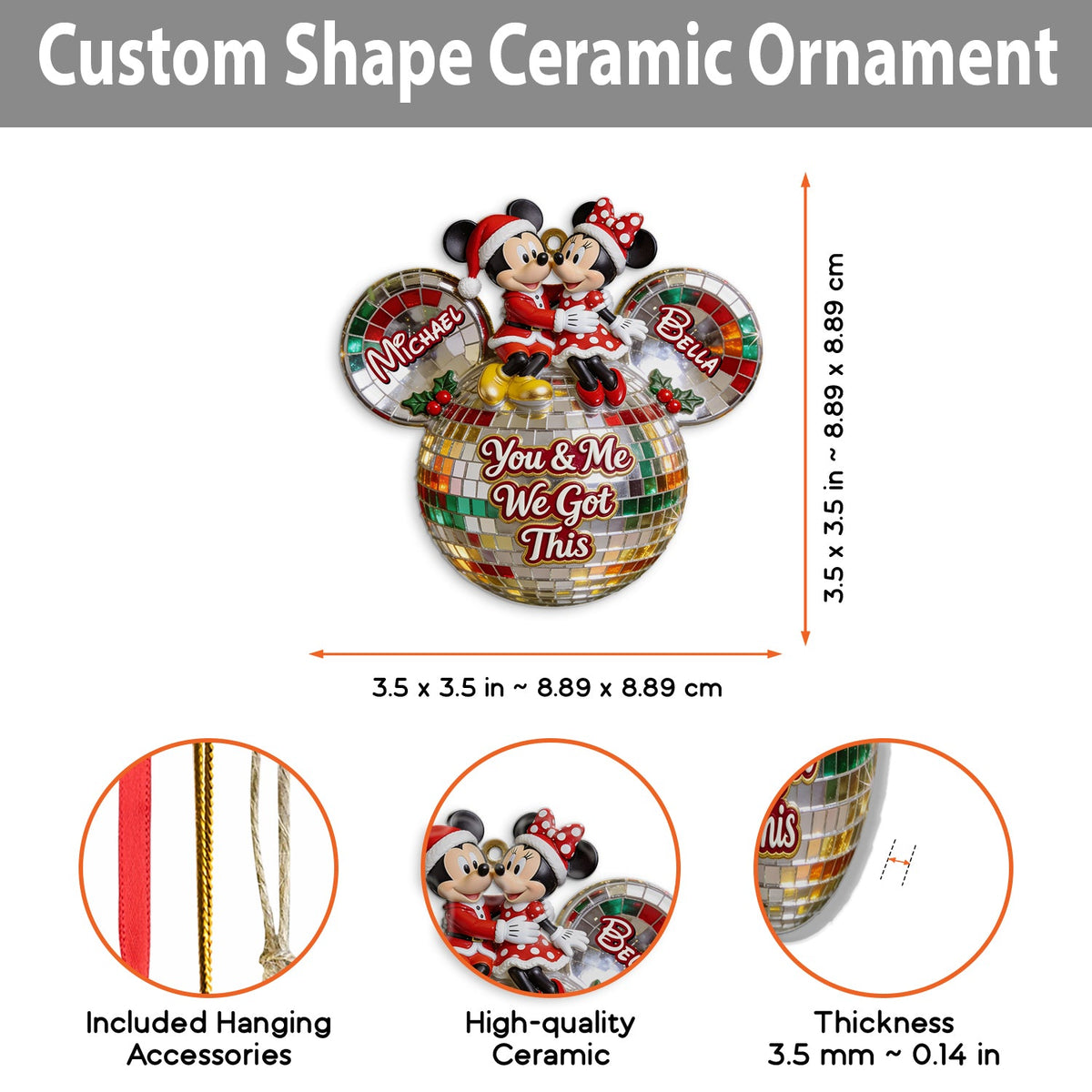 You & Me We Got This - Personalized Mouse Custom Shape Ceramic Ornament