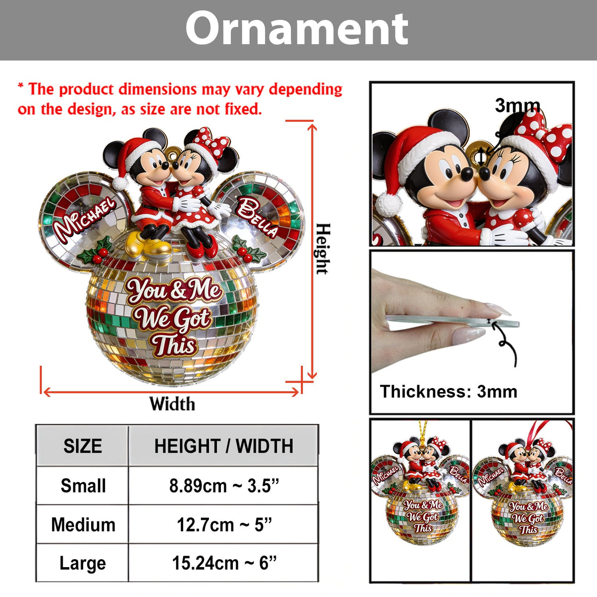 You & Me We Got This - Personalized Mouse Custom Shape Ceramic Ornament