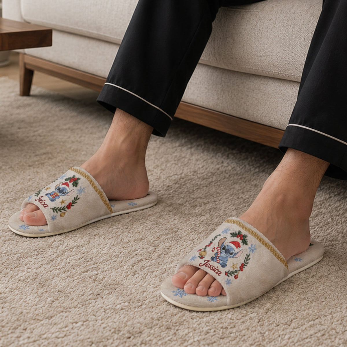 Merry Christmas - Personalized Ohana Open-Toe Slippers