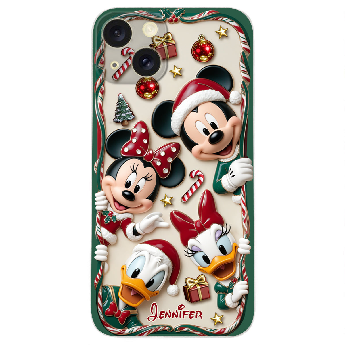 Magical Friends - Personalized Mouse 3D Embossed Leather Phone Case