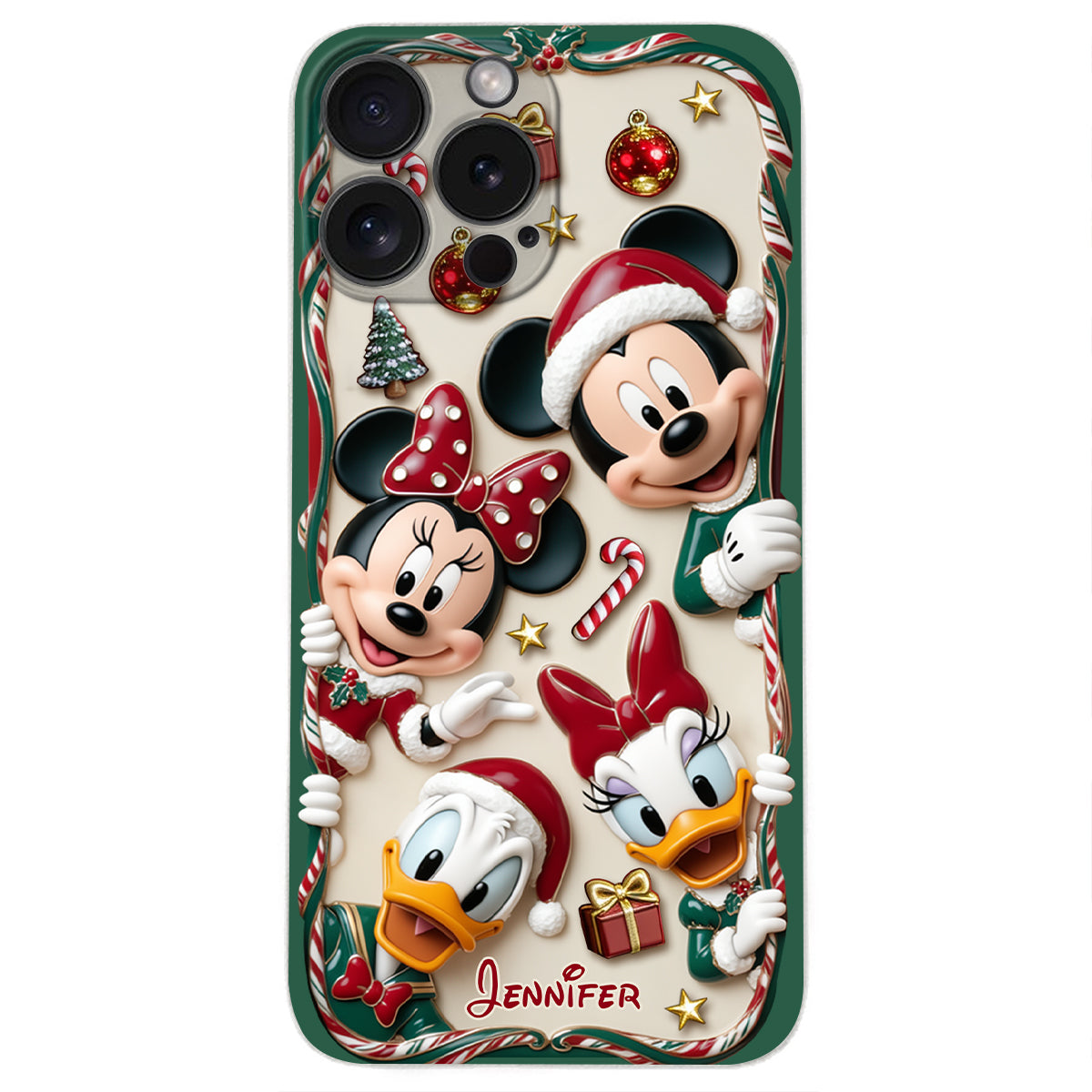 Magical Friends - Personalized Mouse 3D Embossed Leather Phone Case