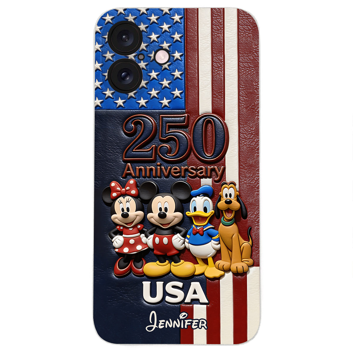 Friends 250 Anniversary - Personalized Mouse 3D Embossed Leather Phone Case