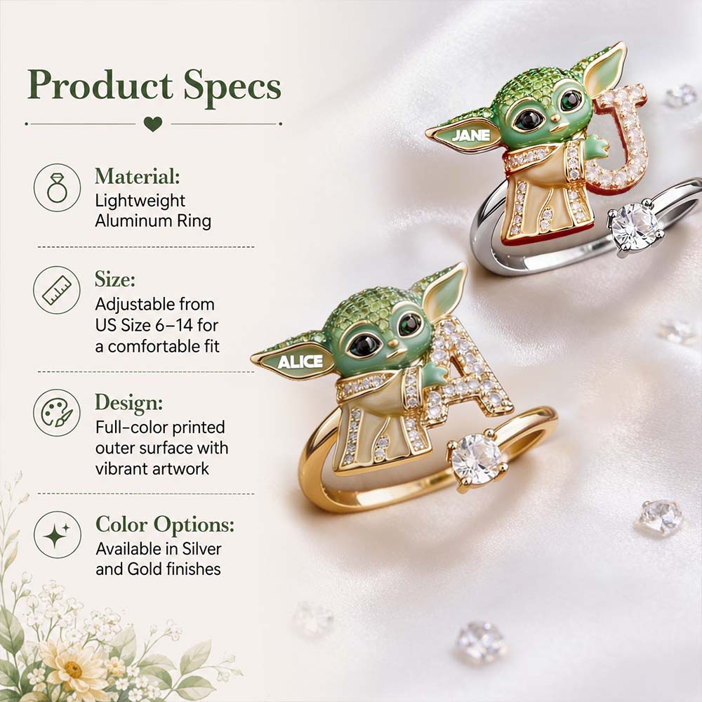 Galaxy Character Holding Love Letter - Personalized The Force Adjustable Shaped Ring