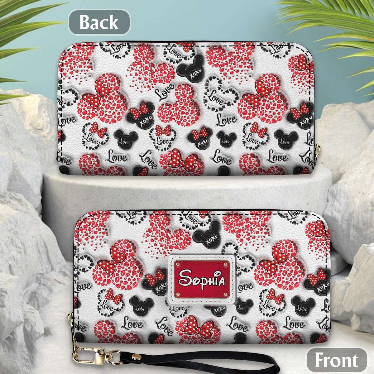 Minnie Mouse - Personalized Mouse Leather Long Wallet