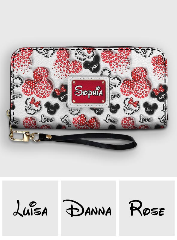 Minnie Mouse - Personalized Mouse Leather Long Wallet