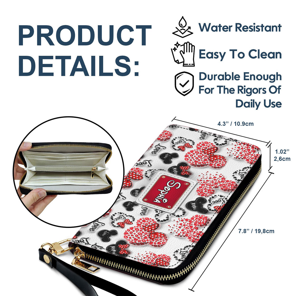 Minnie Mouse - Personalized Mouse Leather Long Wallet
