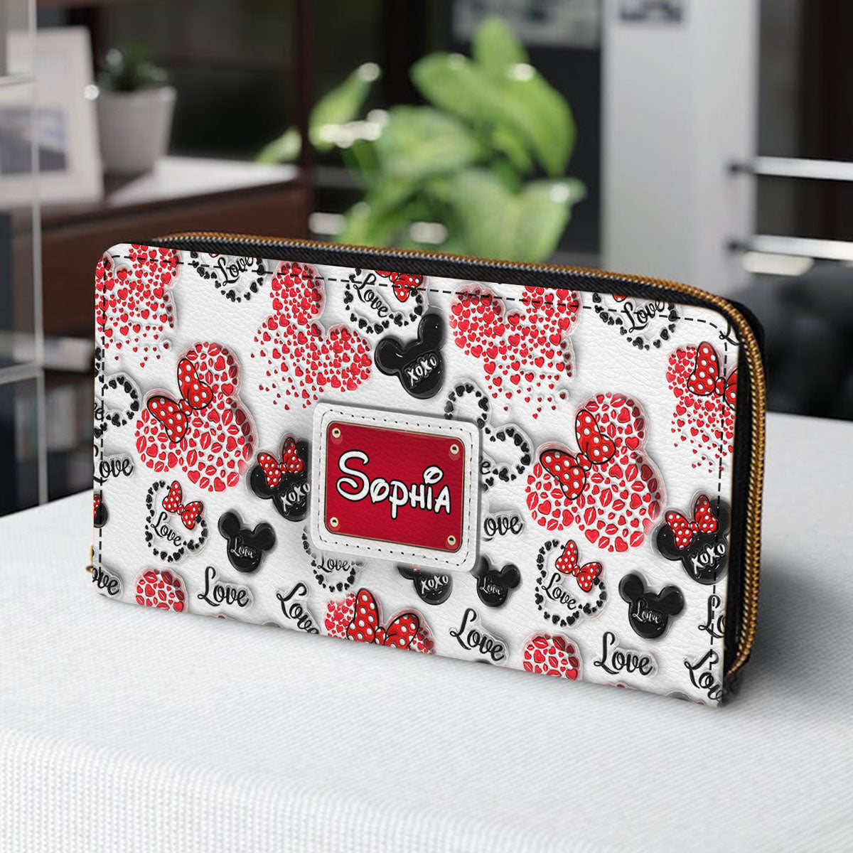 Minnie Mouse - Personalized Mouse Leather Long Wallet