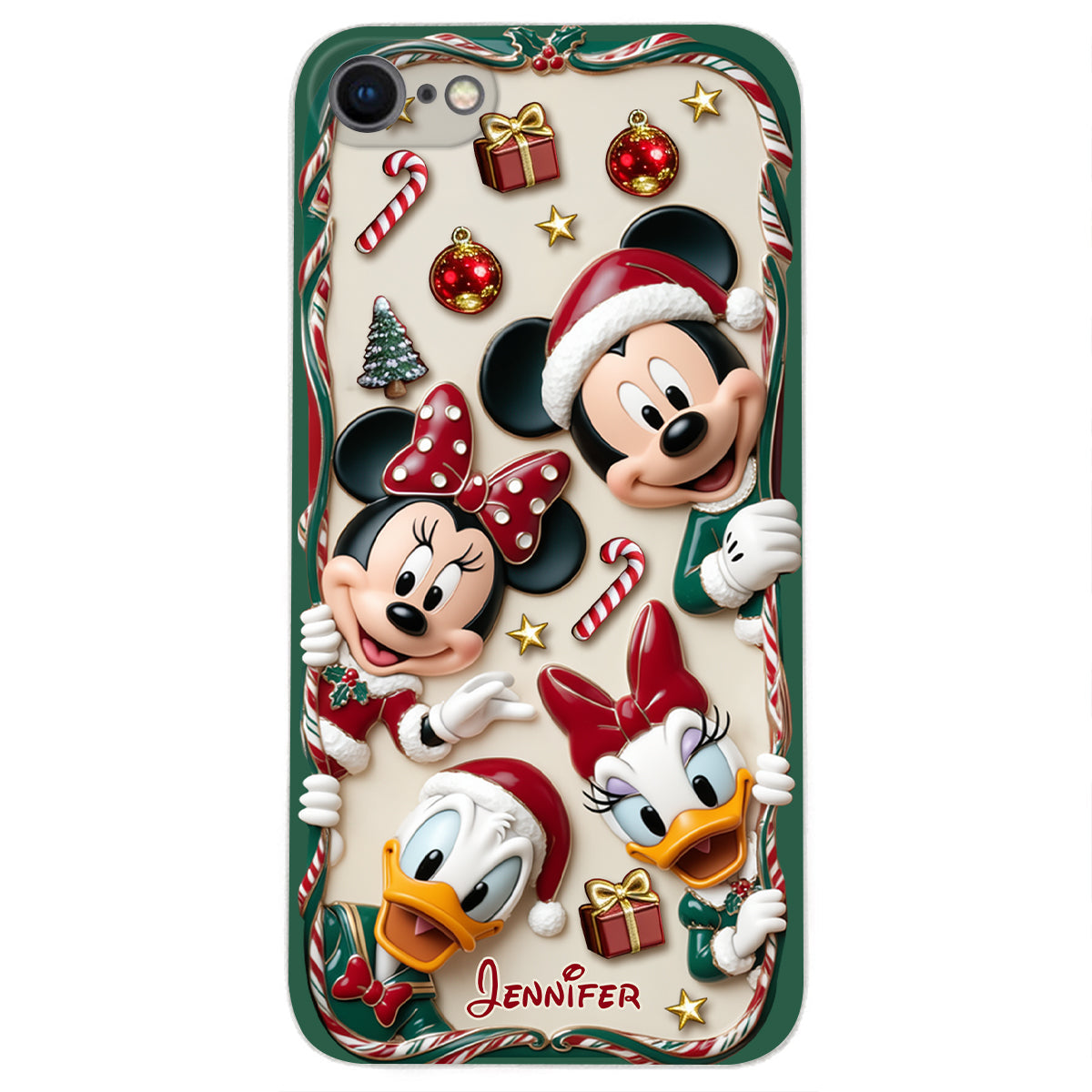 Magical Friends - Personalized Mouse 3D Embossed Leather Phone Case