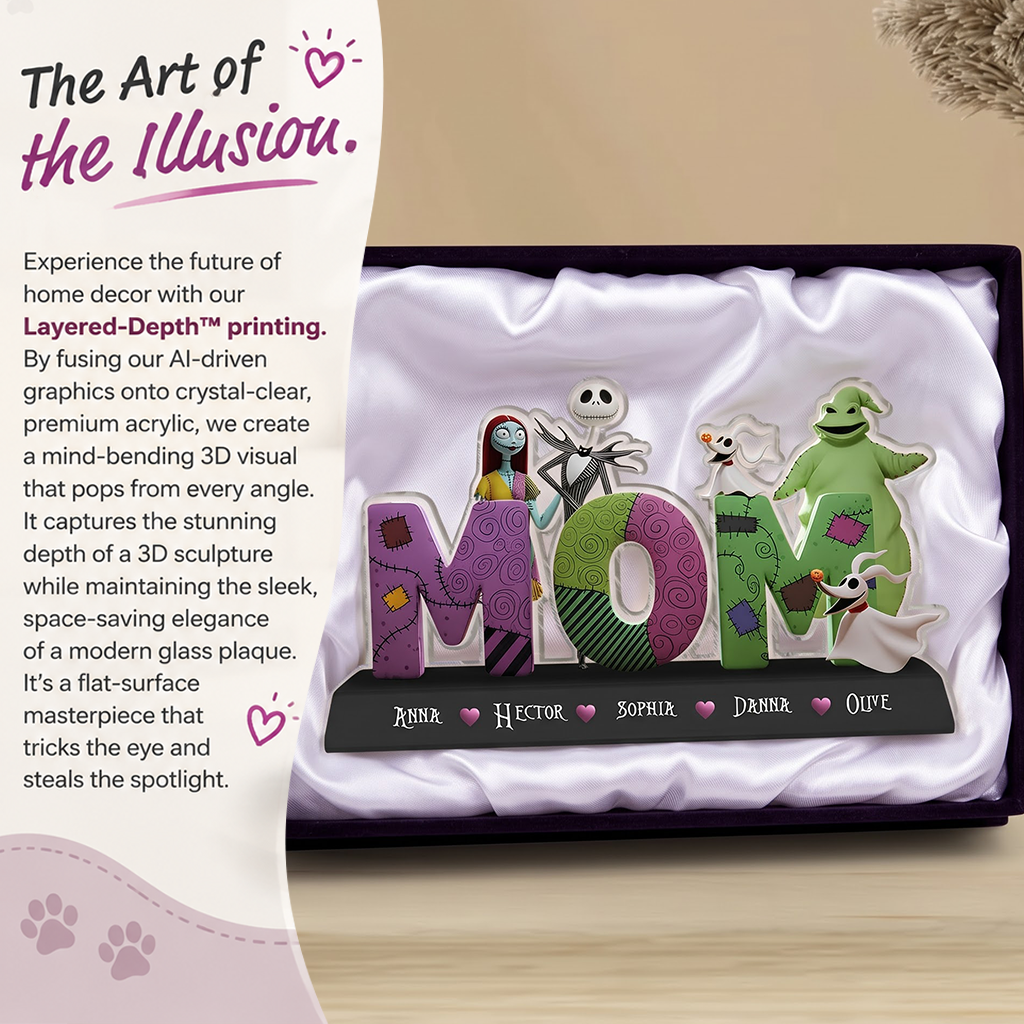 Nightmare Family Christmas Gift for Mom, Nana, Gigi - Personalized Custom Acrylic Plaque