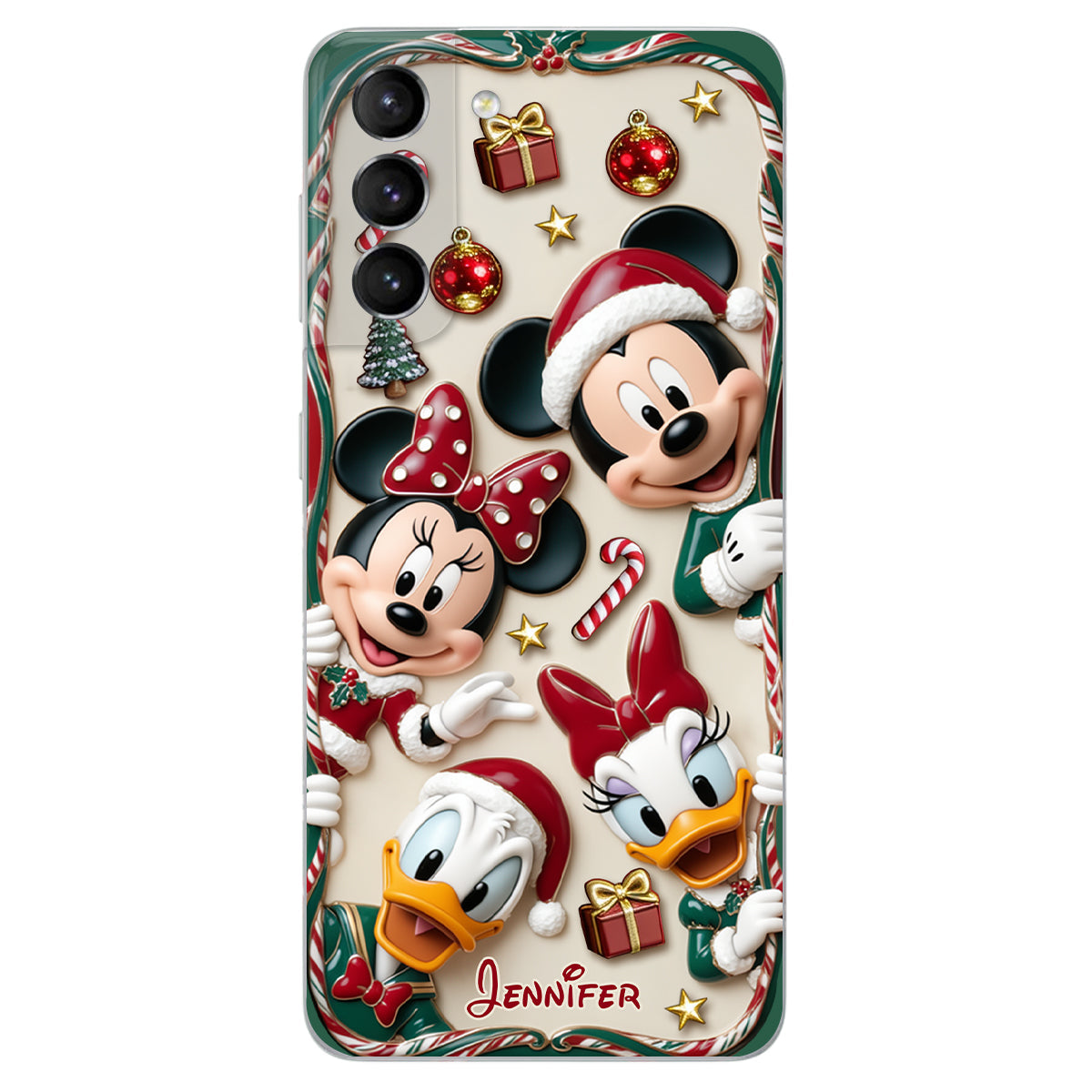 Magical Friends - Personalized Mouse 3D Embossed Leather Phone Case
