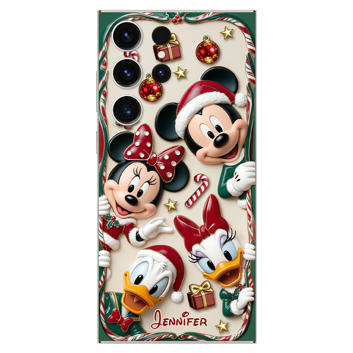 Magical Friends - Personalized Mouse 3D Embossed Leather Phone Case