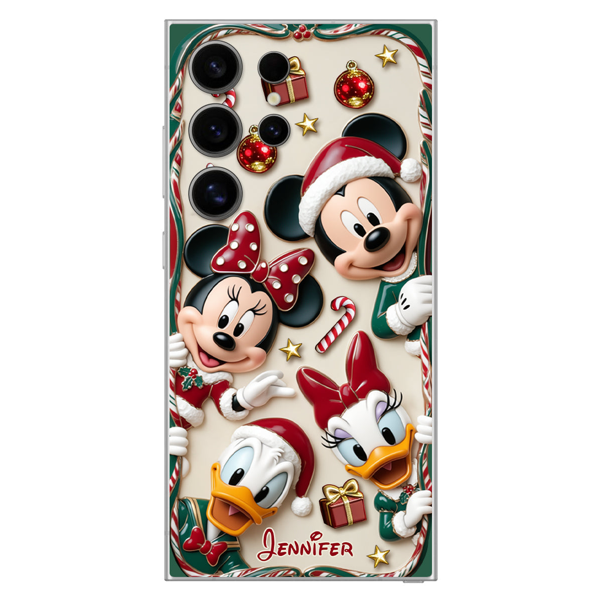 Magical Friends - Personalized Mouse 3D Embossed Leather Phone Case